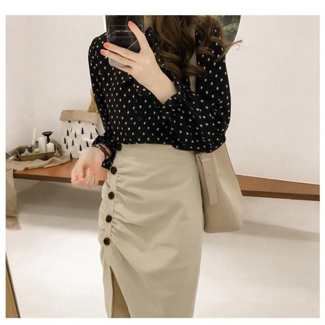 ブラウス レディース きれいめ 40代 春秋 上品 リボンネックブラウス シフォン トップス 長袖 ドット柄  韓国風 大きいサイズ 大人 シャツ オシャレ 3色 卒業式 ブラウス レディース きれいめ 40代 春秋 上品 リボンネック