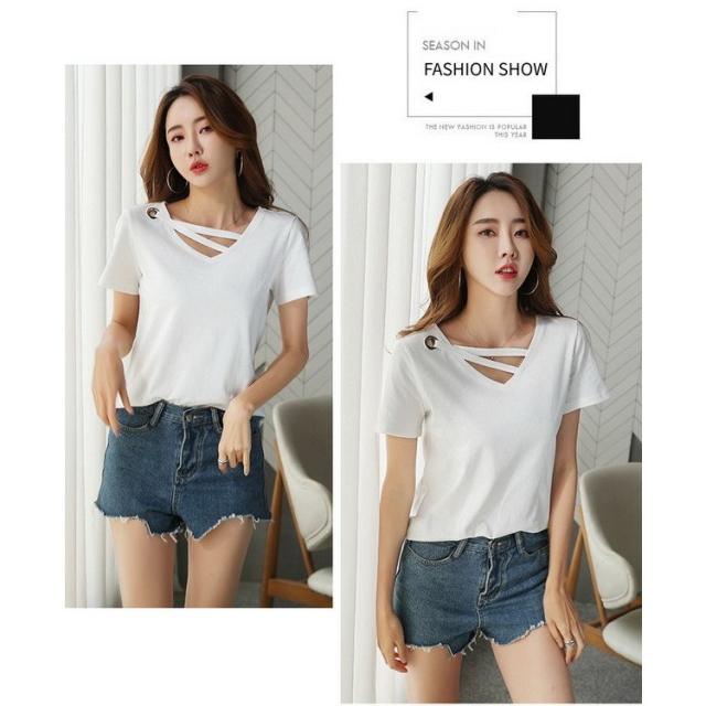Tシャツ トップス レディース きれいめ 40代 Vネック 半袖トップス 白インナー オシャレ ブラウス スリット tシャツ 綿 大きいサイズ Tシャツ レディース きれいめ 40代 春夏 上品 半袖Tシャツ