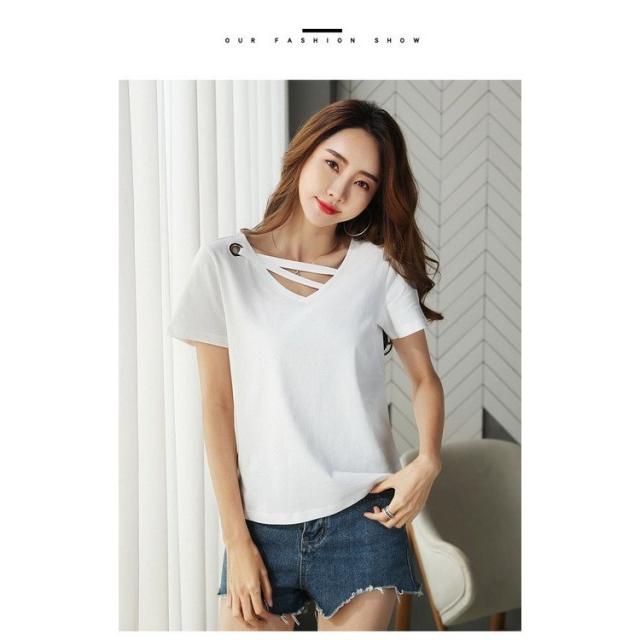 Tシャツ トップス レディース きれいめ 40代 Vネック 半袖トップス 白インナー オシャレ ブラウス スリット tシャツ 綿 大きいサイズ Tシャツ レディース きれいめ 40代 春夏 上品 半袖Tシャツ