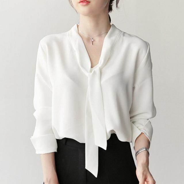ブラウス トップス レディース オシャレ シャツ シフォンブラウス 韓国風 ゆったり 春秋 長袖 無地 通勤 ビジネス 就活 面接の通販は 5,540円