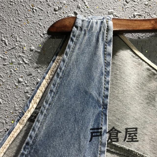 デニムベスト レディース ベスト デニム 背中見せベスト 背中