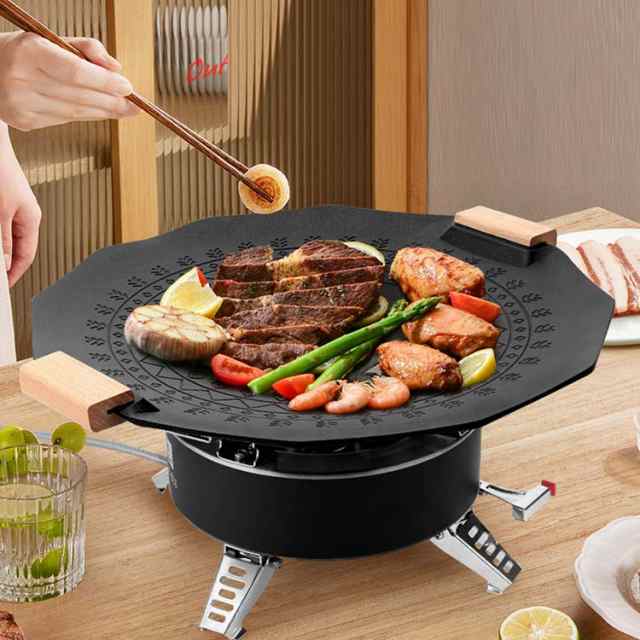 直径35CM グリドル 鉄板 丸型 韓国 グリル グリルパン ステーキ 焼肉 プレート BBQ バーベキュー キャンプ 丸型鉄板 焚火 IH  ガスコンロ 直火 炭火 家庭用 アウトドア 登山 軽量の通販はau PAY マーケット - Smile Lifix | au PAY  マーケット－通販サイト