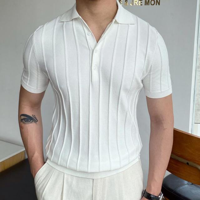 コアスパン糸の薄手ニット春夏半袖メンズゴルフスポーツトップス 楽天市場】 接触冷感 サマーニット 細身 メンズ ポロシャツ 半袖