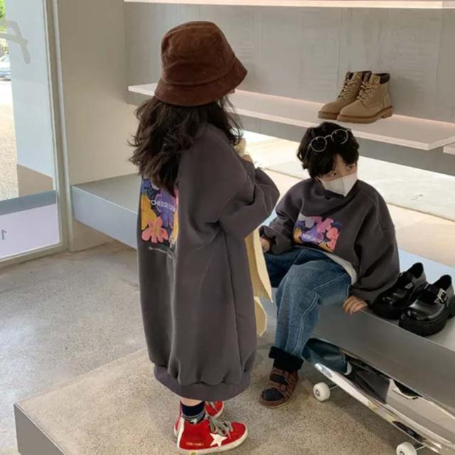 韓国子供服 トレーナーワンピース 韓国子供服子供服 トレーナーワンピース＋チュールスカートドッキング