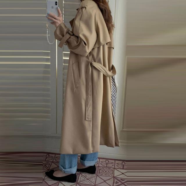 トレンチコート レディース ロングコート ベルト付き アウター 