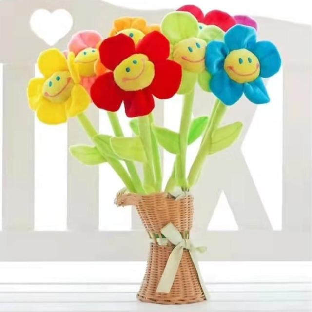 【VVページ】入園卒園☆ぬいぐるみ花束☆スマイルフラワー☆ブーケ　花束 スマイルフラワー ぬいぐるみ 造花 笑顔 お花 4本入り 45cm 花束