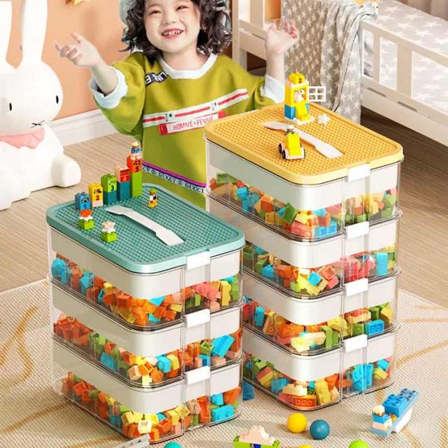 おもちゃ 収納 収納ケース ブロック おもちゃ箱 仕切り 持ち手付き 