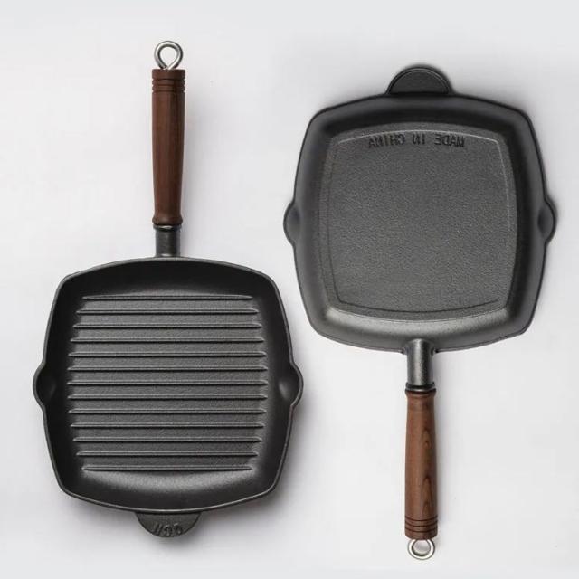 グリルパン IH対応 ガス火対応 直火 フライパン 木製ハンドル 22cm