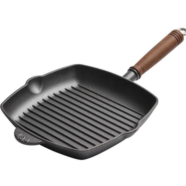 グリルパン IH対応 ガス火対応 直火 フライパン 木製ハンドル 22cm