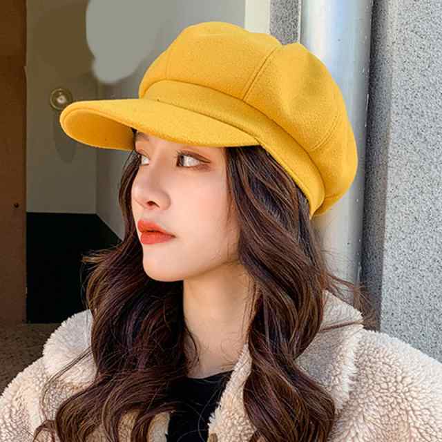 JJZXD 女性のための秋の冬の帽子の堅い八角のニュースボーイ