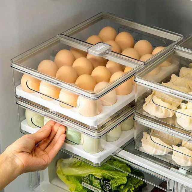 割り引き プラスチック製の冷蔵庫の卵ボックス 卵の収納ボックス 24個の卵