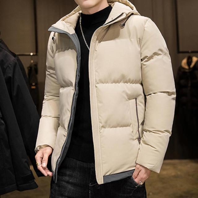 全7サイズ*2色 中綿ジャケット 中綿ダウン ブルゾン ハイネック フード付き アウター メンズ 防風 防寒 冬服 中綿入り コート ショート 通勤 通学 20代30代40代50代_1