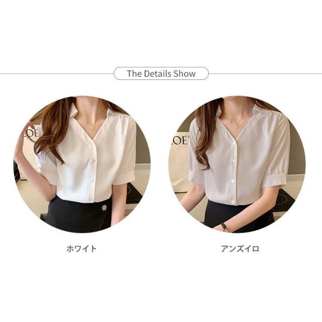 ブラウス レディース オフィス 夏 おしゃれ 半袖 40代 仕事 トップス シャツ Vネック シフォン きれいめ 大きいサイズ 着痩せ カジュアル 大人 上品 通勤 新品 ブラウス レディース 白 オフィス 夏 おしゃれ 半袖 40代 仕事
