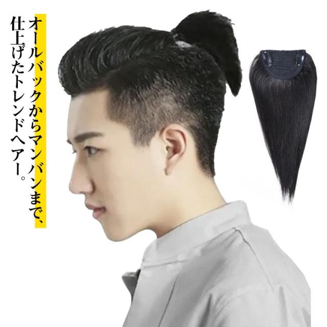 ハーフアップ ウィッグ メンズウィッグ ポイントウィッグ ロング ゆるふわ 自然 お洒落 男性 かつら おしゃれ カツラ 人毛 マンバン オールバック 紳士 原宿 25cmの通販は
