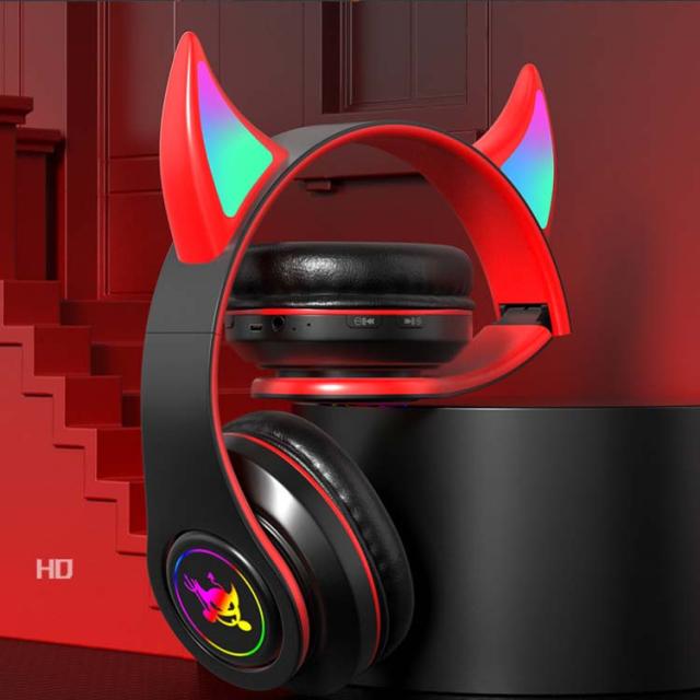 Bluetooth 5.0 ヘッドセット 耳付き Bluetooth 5.0 ヘッドセット 兎耳 ヘッドホン 悪魔 子供 大人