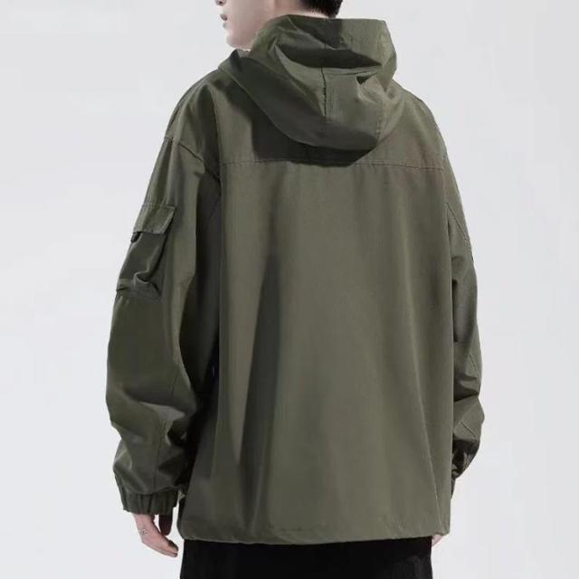 マウンテンパーカー メンズ ミリタリージャケット 多ポケット フード付き ミリタリー ブルゾン アウター トラベルジャケット スタンドカ マウンテンパーカー メンズ ミリタリージャケット 多ポケット フード
