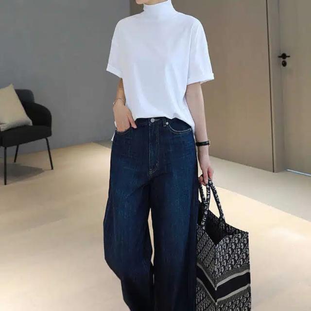 Tシャツ レディース カットソー 半袖 おしゃれ トップス 5分袖 タートルネック Amazon | iQinQi 五分袖 Tシャツ ハイネック カットソー 半袖