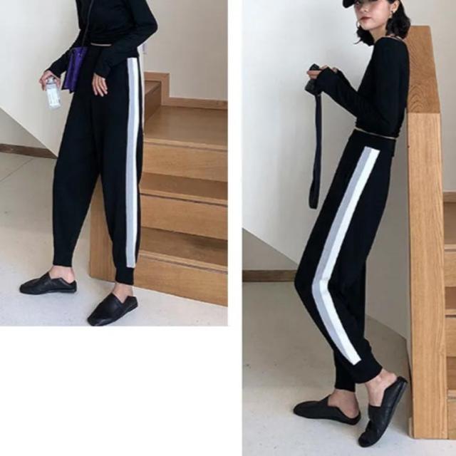 ニットラインパンツ ショガーパンツ ジャージ 部屋着 ライン入り