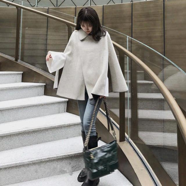 ケープコート アウター コート ウールライク 羽織 ポンチョ