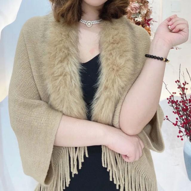 ファー付き ストール ポンチョ ショール レディース 大判