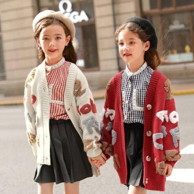 ニットカーディガン 子供服 キッズ ニット もこもこ ファー 起毛