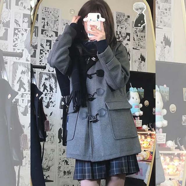 通学コートM ダッフルコート 学生 制服 ミドル丈 スクールコート 女子 高校生