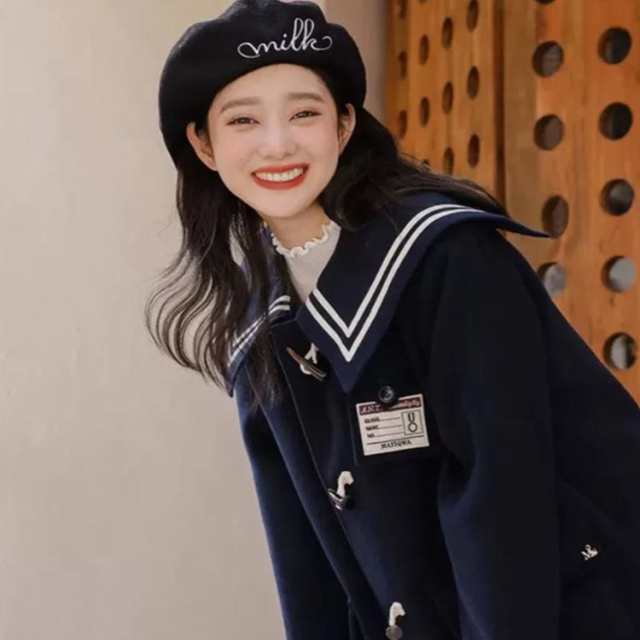 学生服 レディース ロング丈 ボタン ピーコート 学生 Pコート