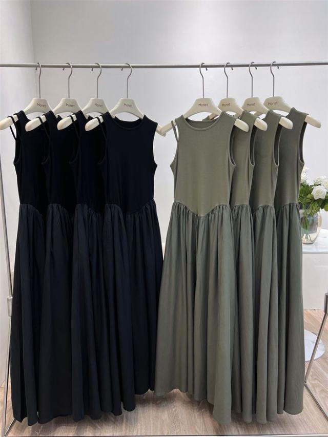 プリーツプリーズ　ワンピース　ノースリーブ　切替　ドッキング　フレア PLEATS PLEASE ISSEY MIYAKE / プリーツプリーズイッセイミヤケ
