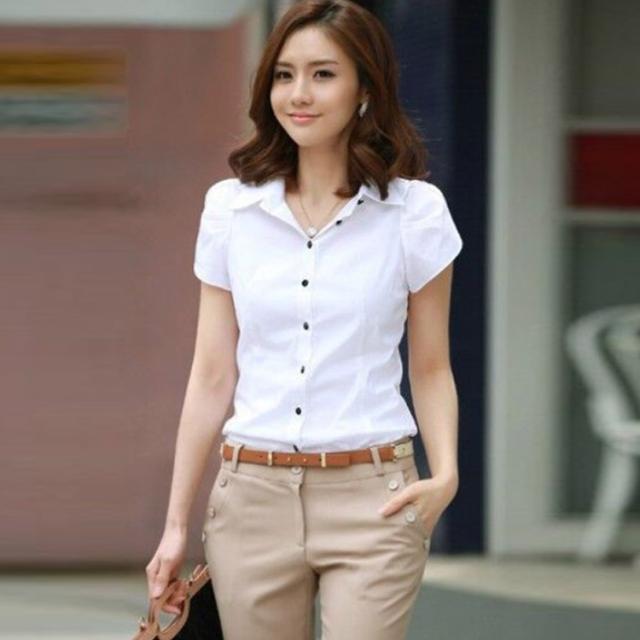シャツ 半袖 レディース オフィス ブラウス 事務服 ビジネス カジュアル 通勤 Ol チューリップ袖 パフスリーブ レディース トップス 白シの通販はau Pay マーケット Be Free 福岡店