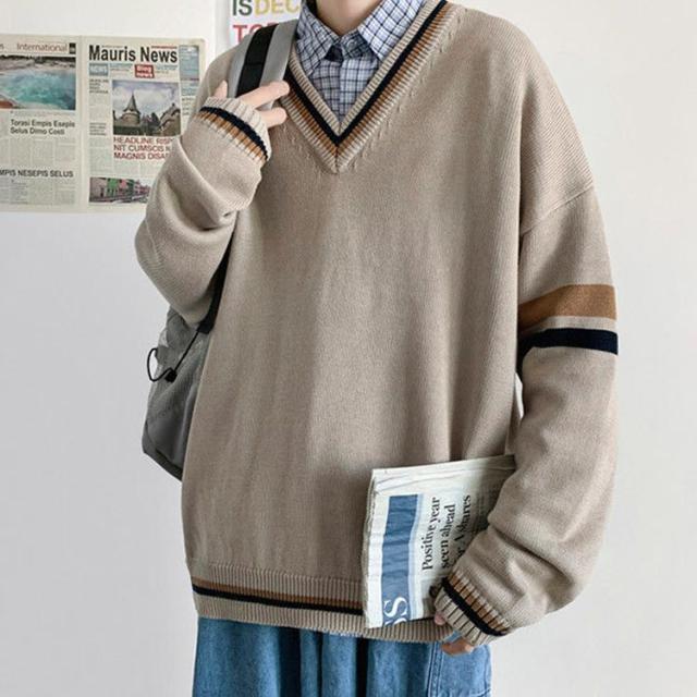 男子 チルデンニット 制服 Vネック 高校生 送料無料 スクールセーター ネイビー ライン入り パフ袖 春 ゆったり 学生服 ニットセータの通販はau Pay マーケット スーパーみやつぼ