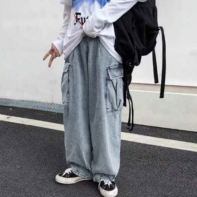 jeep レトロカーゴパンツデニムパンツ ストリートロングパンツ 61fq8+gi+uL.jpg