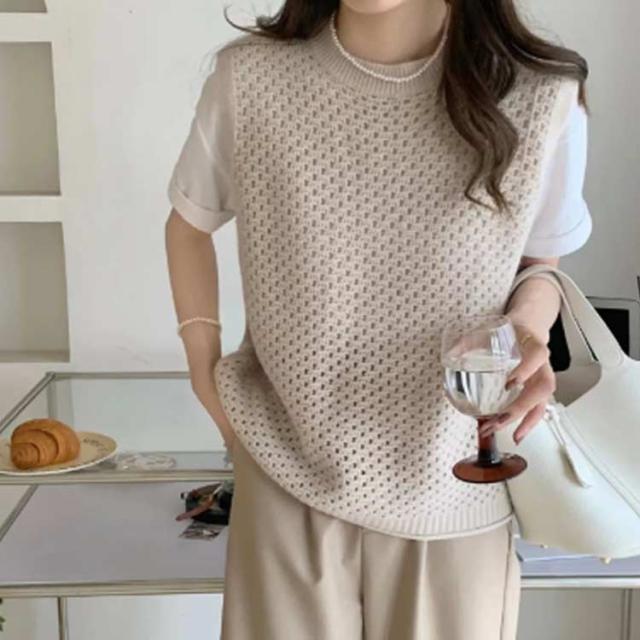 ニットベスト レディース メッシュ ニット 春 夏 秋 ベスト 透かし編み プルオーバー メッシュニット ニットトップス ノースリーブ トップス レイヤード 重ね ニットベスト レディース メッシュ ニット 春 夏 秋 ベスト