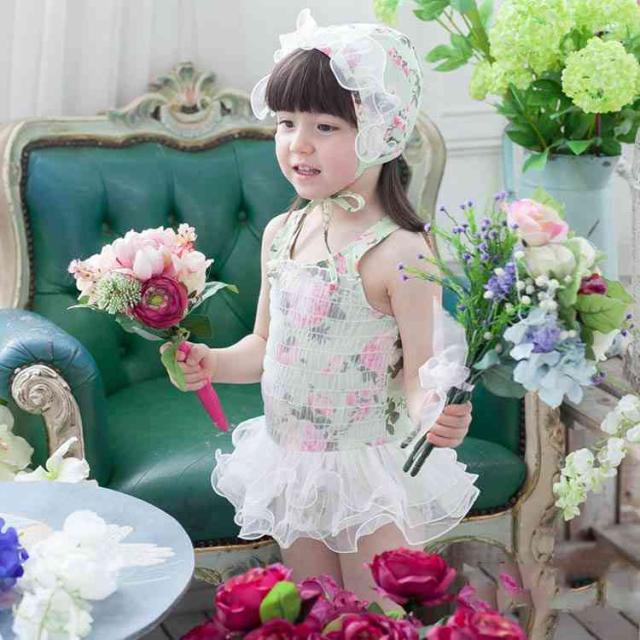 2018夏新作 子供水着 ワンピース水着 花柄プリントビキニ キッズビキニ 女の子ビキニ 可愛い水着 フレアワンピース水着 タンクワンピビキニ その他水着（ジュニア）
