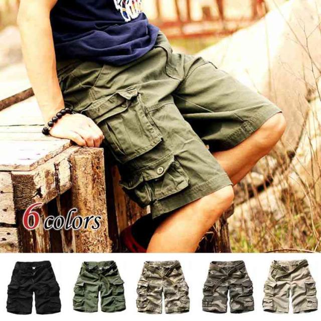 カーゴパンツ メンズ 作業着 太め ショートパンツ ハーフパンツ メンズ カーゴパンツ 半パン 大きいサイズ 迷彩