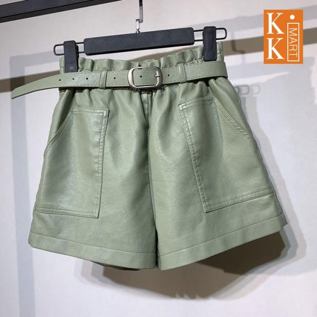 レディースショートパンツ 革ショーツ ショーパン 春 夏 秋 冬 着痩せ  レディ ース ボトムス 短パンツ シンプル 無地 カジュアル 細身