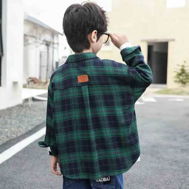 子供シャツ 男の子 チェックシャツ 柄 トップス キッズ 子供服
