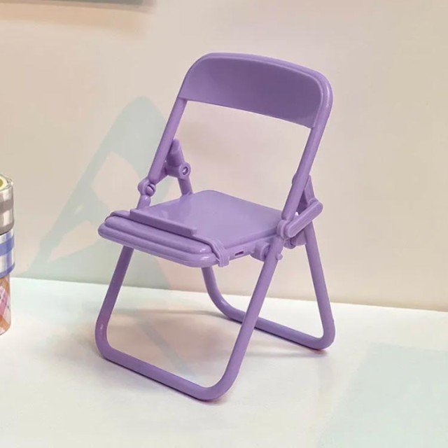 最安値で スマホスタンド 椅子型 かわいい カラフル 紫 パープル 折りたたみ式