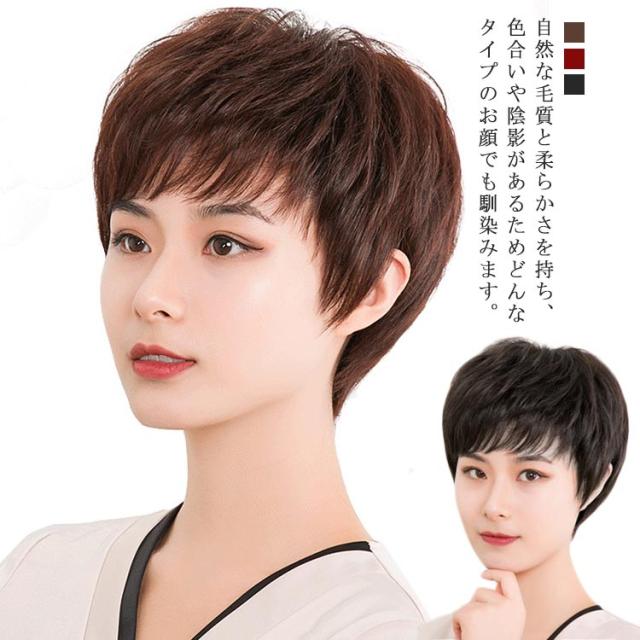 ウィッグ 中高年フルウィッグ 人毛100% 女性用かつら 母のウィッグ 