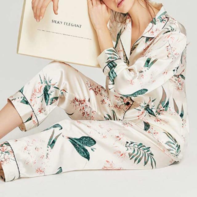 パジャマ シルク 長袖／半袖 レディース 上下セット シルク100% シルクパジャマ シルク 花柄 ルームウェア 2点セット 可愛い ロング パンツ ハーフパンツ シルクサテン 母の日 送料無料