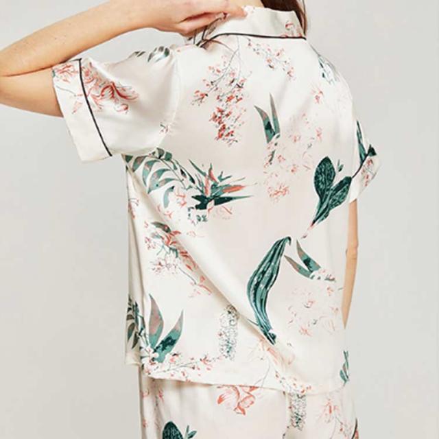 パジャマ シルク 長袖／半袖 レディース 上下セット シルク100% シルクパジャマ シルク 花柄 ルームウェア 2点セット 可愛い ロング パンツ ハーフパンツ シルクサテン 母の日 送料無料