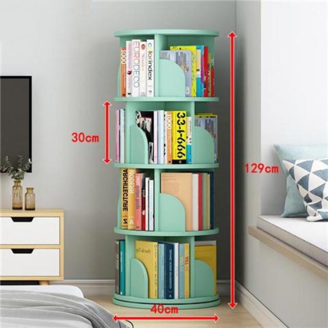 回転式本棚 絵本棚 回転 本棚 4段 コミックラック DVDラック