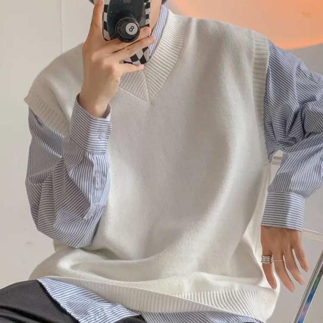 ベスト メンズ オーバーサイズ ベスト ニットベスト 韓国 重ね着