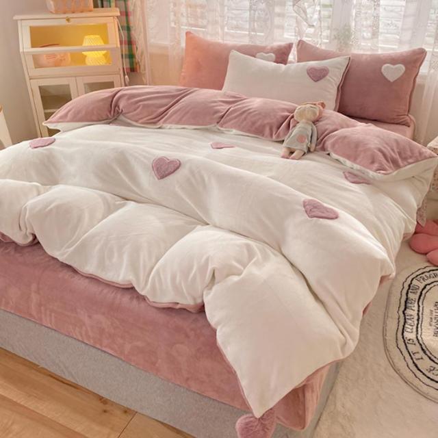 もこもこ 布団カバーセット 可愛い 3点セット 冬 掛け布団カバー ハート柄 あったか ベッドカバー フランネル 厚手 ベッド シーツ 北欧 の通販はau Pay マーケット スーパーみやつぼ