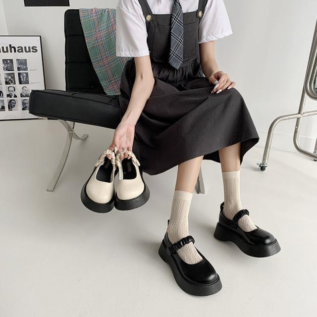 パンプス メリージェーン ストラップパンプス レディース靴 厚底 学生