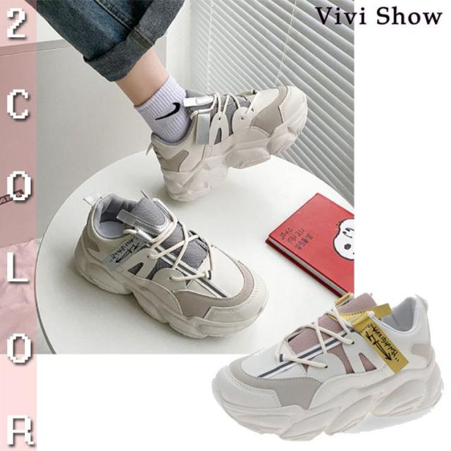 レディース 厚底スニーカー ダッドシューズ スニーカー ランニングシューズ スポーツシューズ メッシュ 通気性 蒸れない おしゃれ 配色 の通販はau Pay マーケット サイドパイン商店