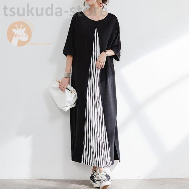 ワンピース レディース スウェットワンピース 切り替え マキシワンピース ゆったり 半袖ワンピース Aライン 夏 ロングワンピース 通勤 30の通販はau Pay マーケット サイドパイン商店