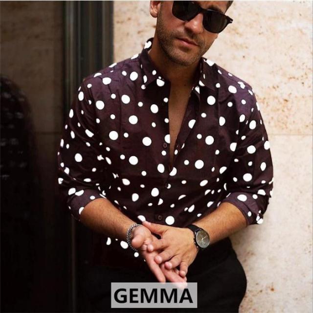 メンズシャツ水玉ドットきれいめ着こなしカジュアルシャツドット 柄欧米風 ドレスシャツコットン長袖出かけの通販はau Pay マーケット Greensmile