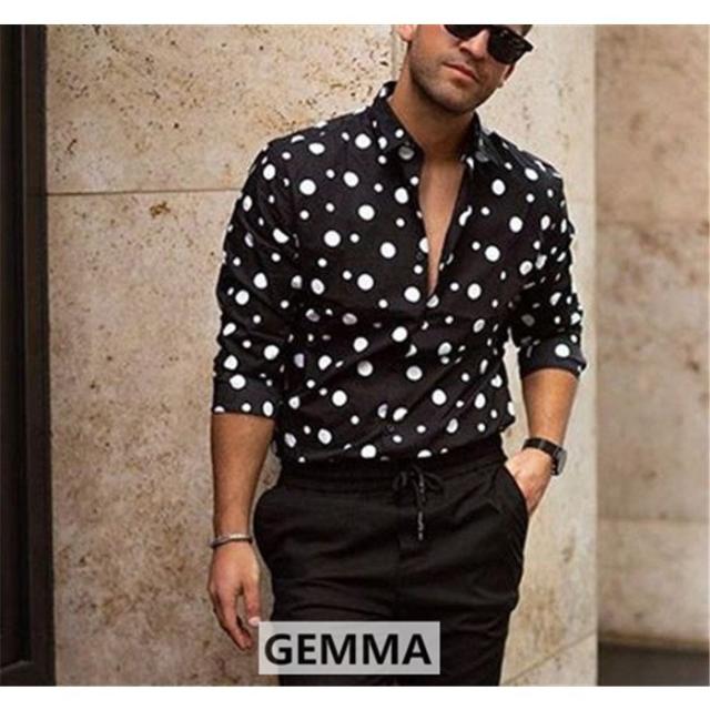 メンズシャツ水玉ドットきれいめ着こなしカジュアルシャツドット 柄欧米風 ドレスシャツコットン長袖出かけの通販はau Pay マーケット Greensmile