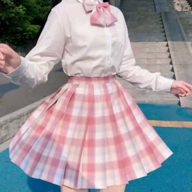 高校生 プリーツ 2点セット チェック柄 春夏 学生服 制服 送料無料