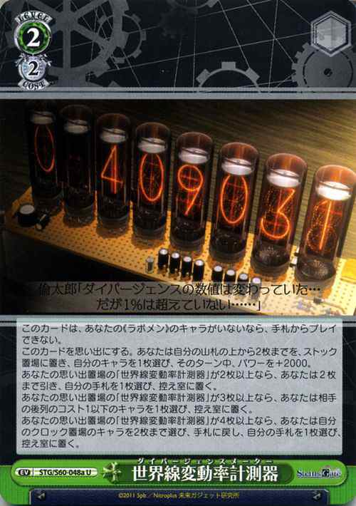 ヴァイスシュヴァルツ Steins Gate シュタインズ ゲート 世界線変動率計測器 ダイバージェンスメーター A U Stg S60 048a シの通販はau Pay マーケット カードミュージアム